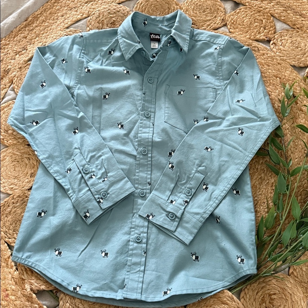 Tea Collection New no Tags Deer All Over Print Buttoned Down Shirt. 10